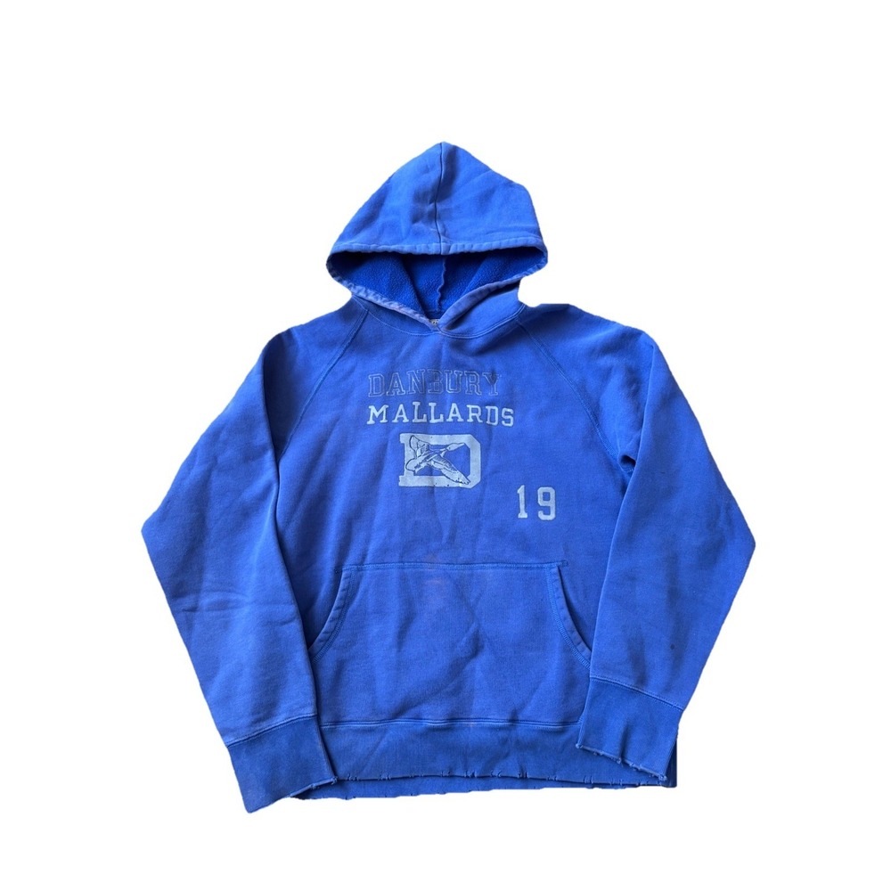 J.Crew‎ Broken In Fleece Thermal Lined Hoodie Size L Blue Vintage Style